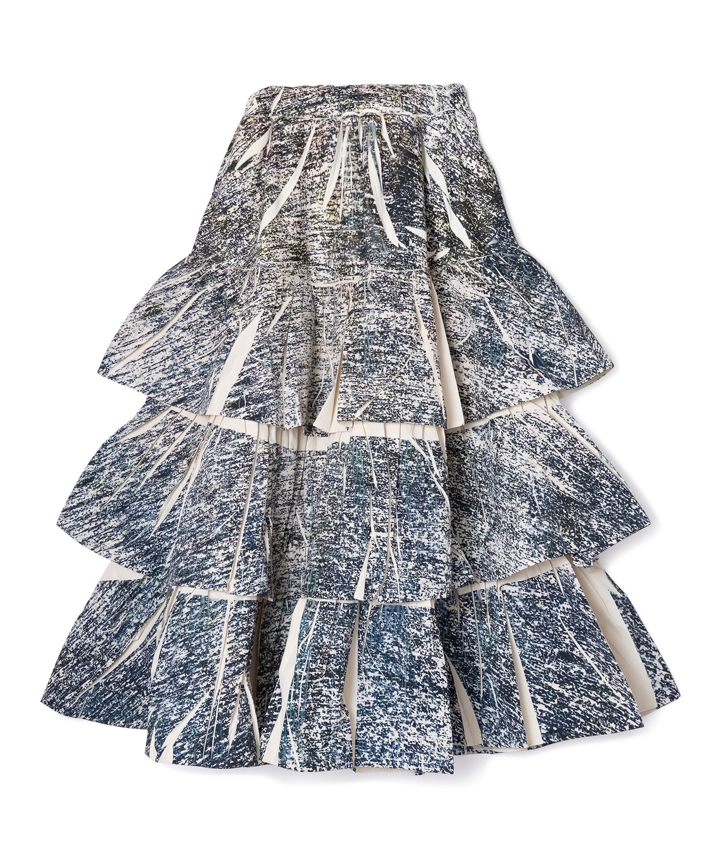 DIRECT PRINT RIB GATHER LONG SKIRT