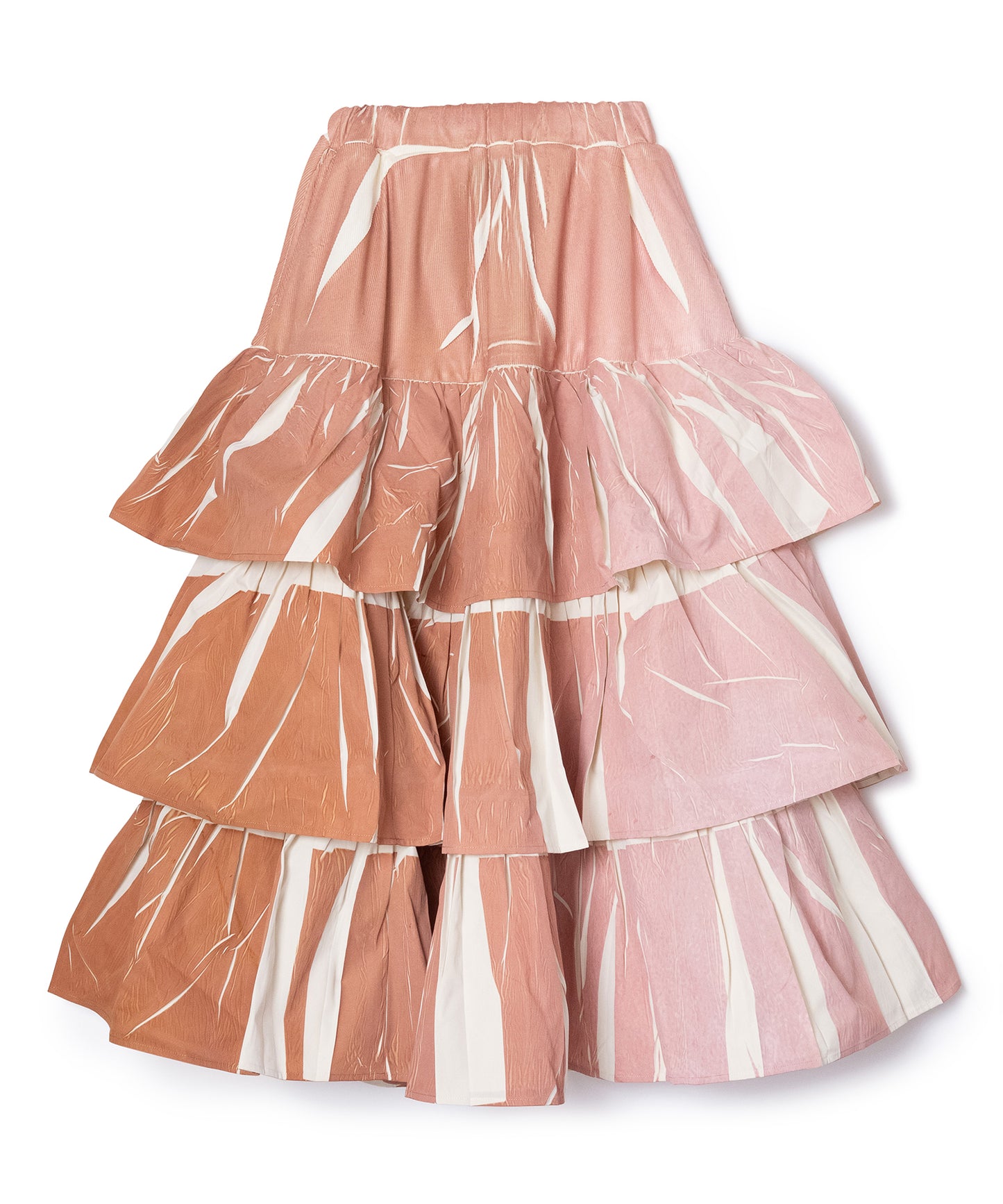 DIRECT PRINT RIB GATHER LONG SKIRT