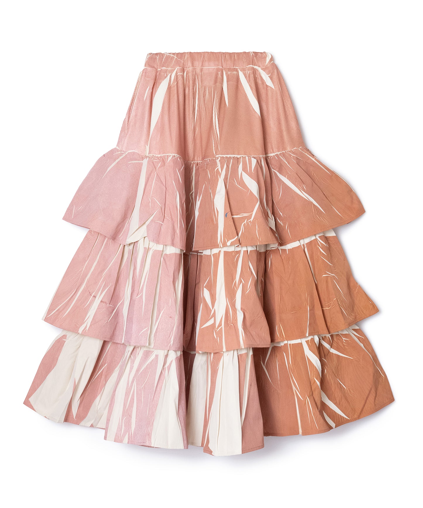 DIRECT PRINT RIB GATHER LONG SKIRT
