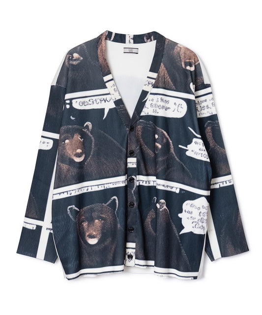 PRINT RIB BIG CARDIGAN