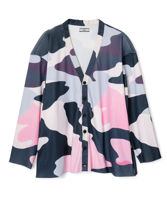 PRINT RIB BIG CARDIGAN