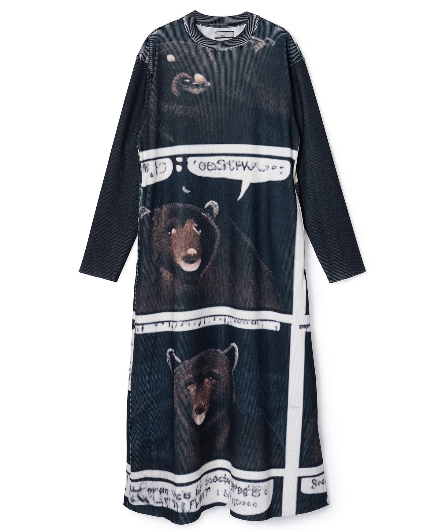 PRINT RIB L/S ONE-PIECE