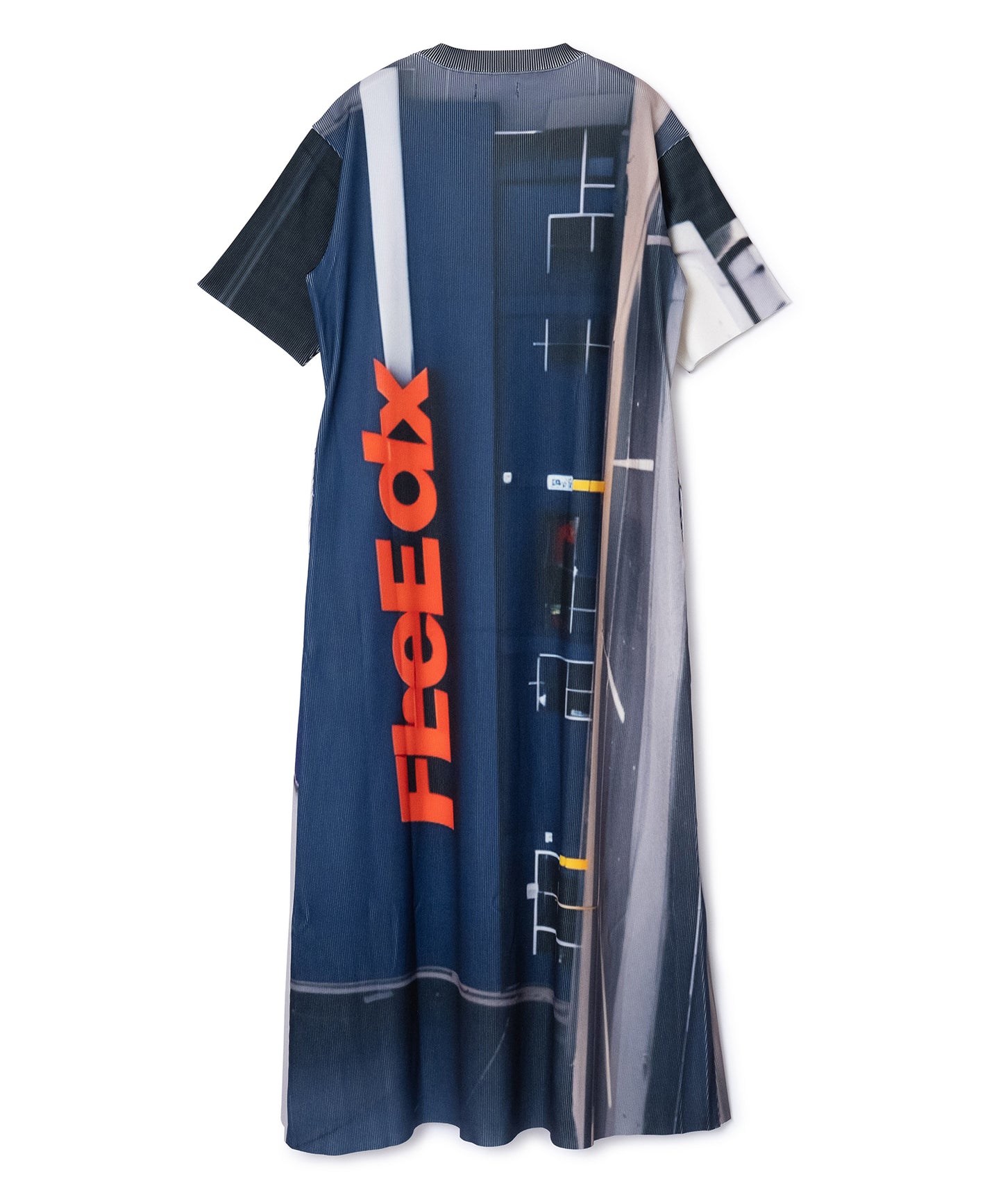 PRINT RIB HALF SLEEVE ONE-PIECE
