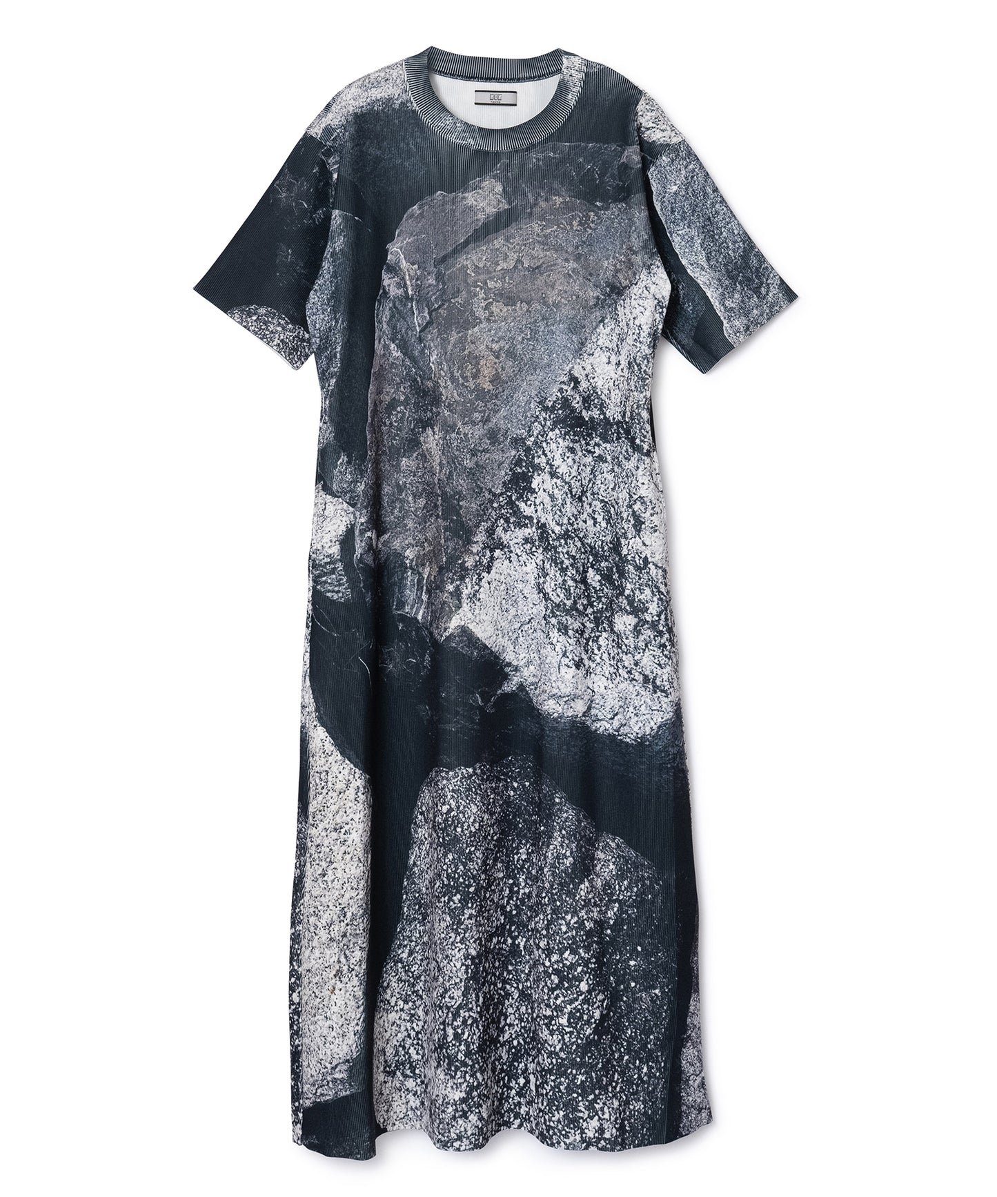 PRINT RIB HALF SLEEVE ONE-PIECE