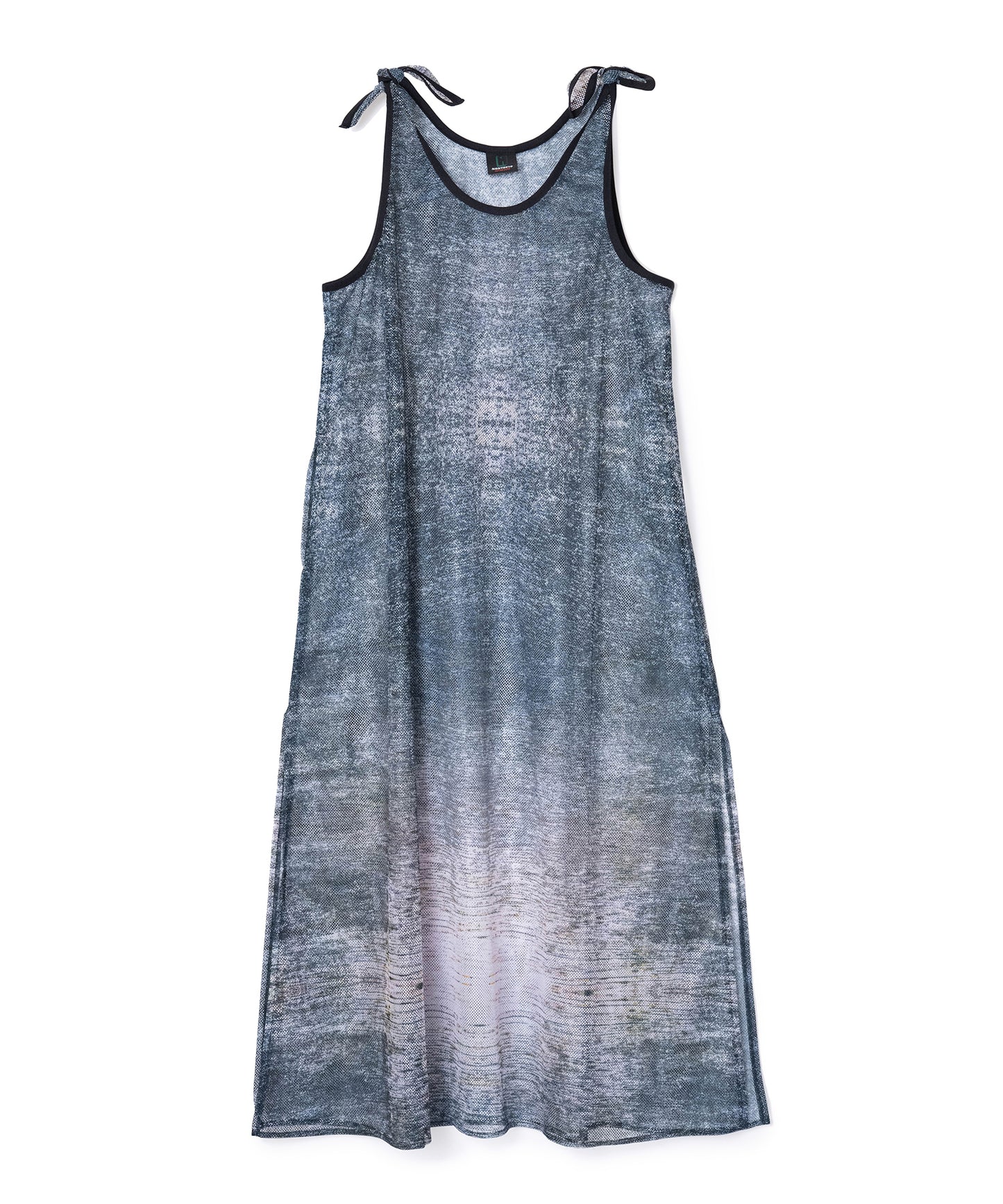 PRINT MESH RIBBON ONE-PIECE
