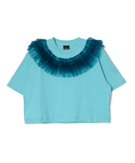 FRILL TULLE COLLAR T-SHIRT
