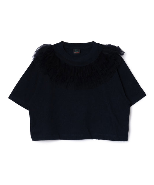 FRILL TULLE COLLAR T-SHIRT