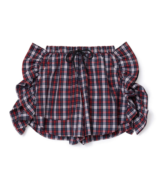CHECK FRILL TRUCK SHORTS
