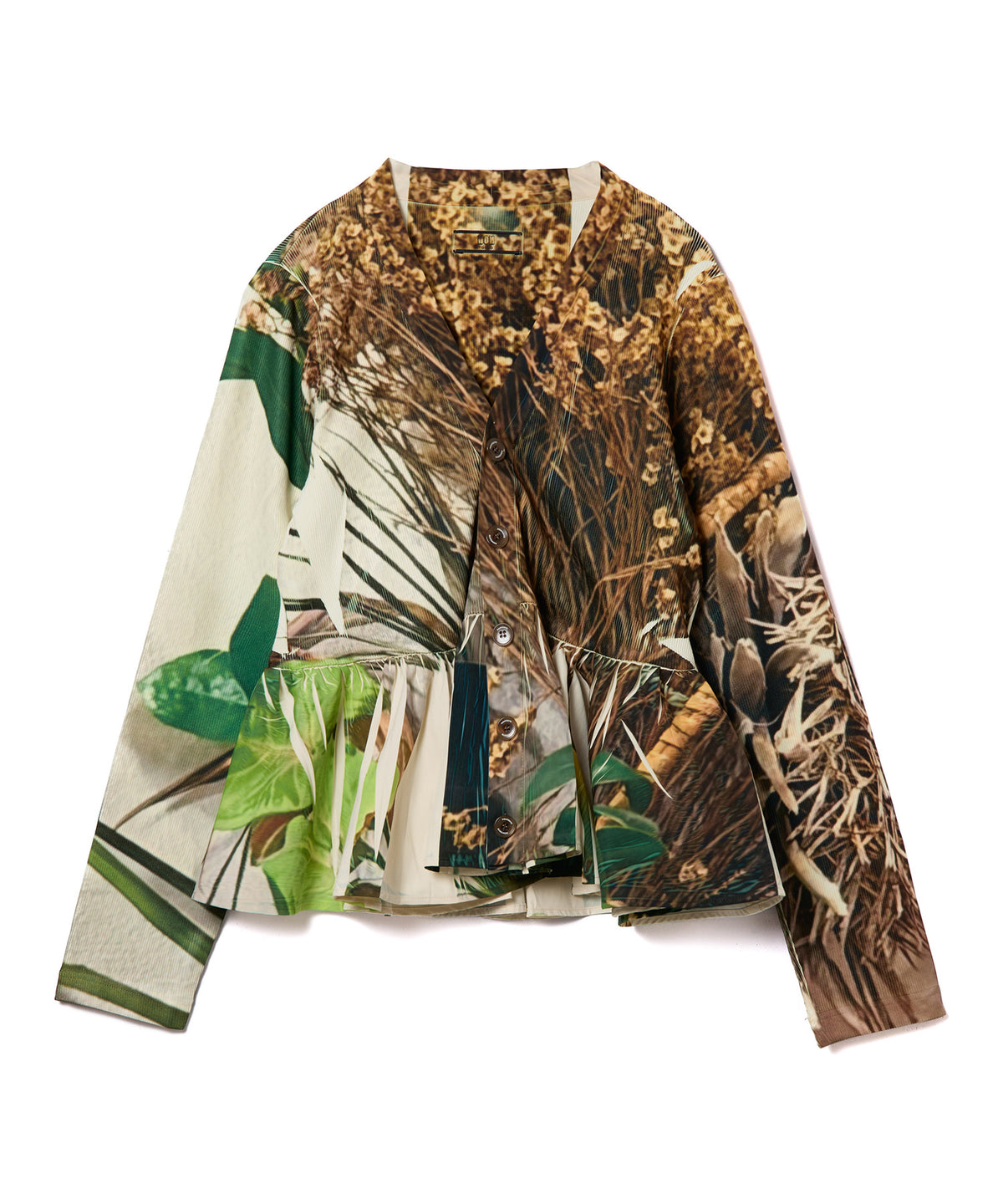 DIRECT PRINT RIB GATHER CARDIGAN