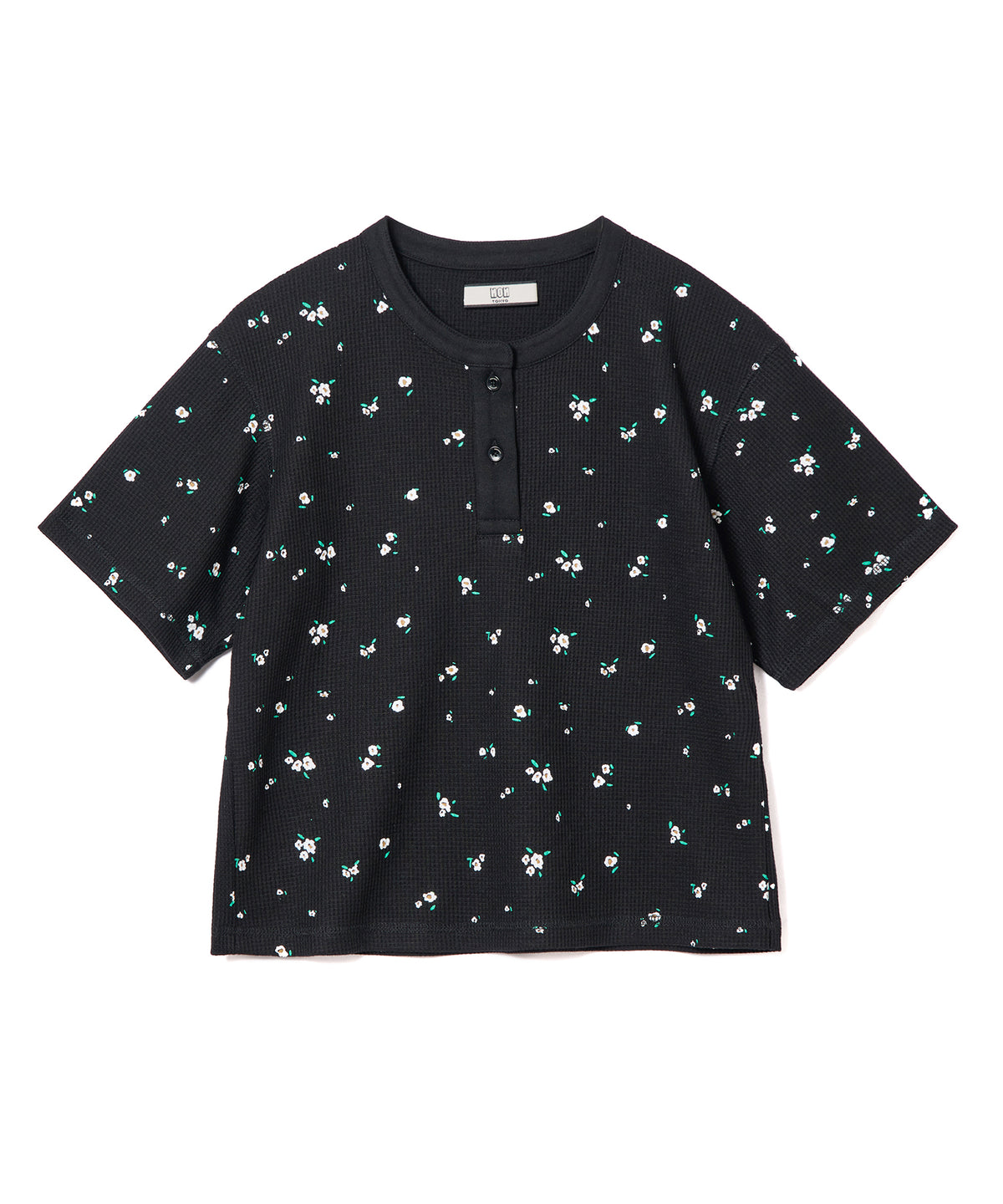 THERMAL FLOWER HENRY NECK T-SHIRT
