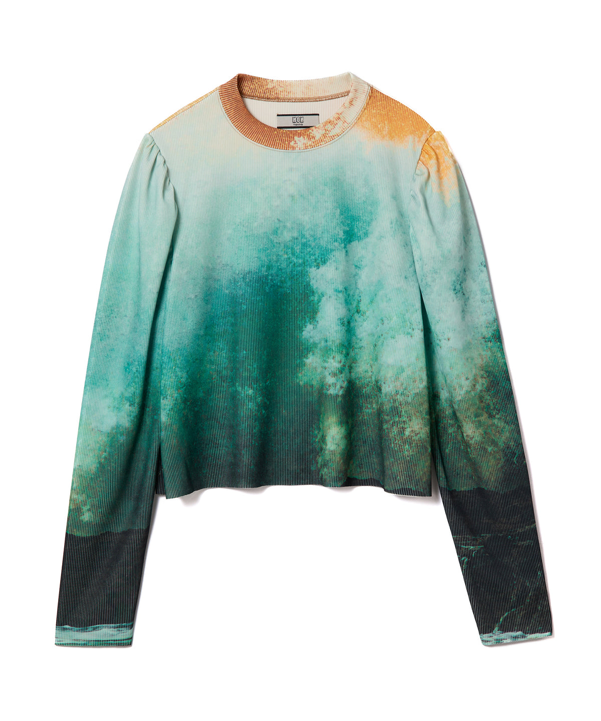 PRINT RIB PUFF SLEEVE C/S