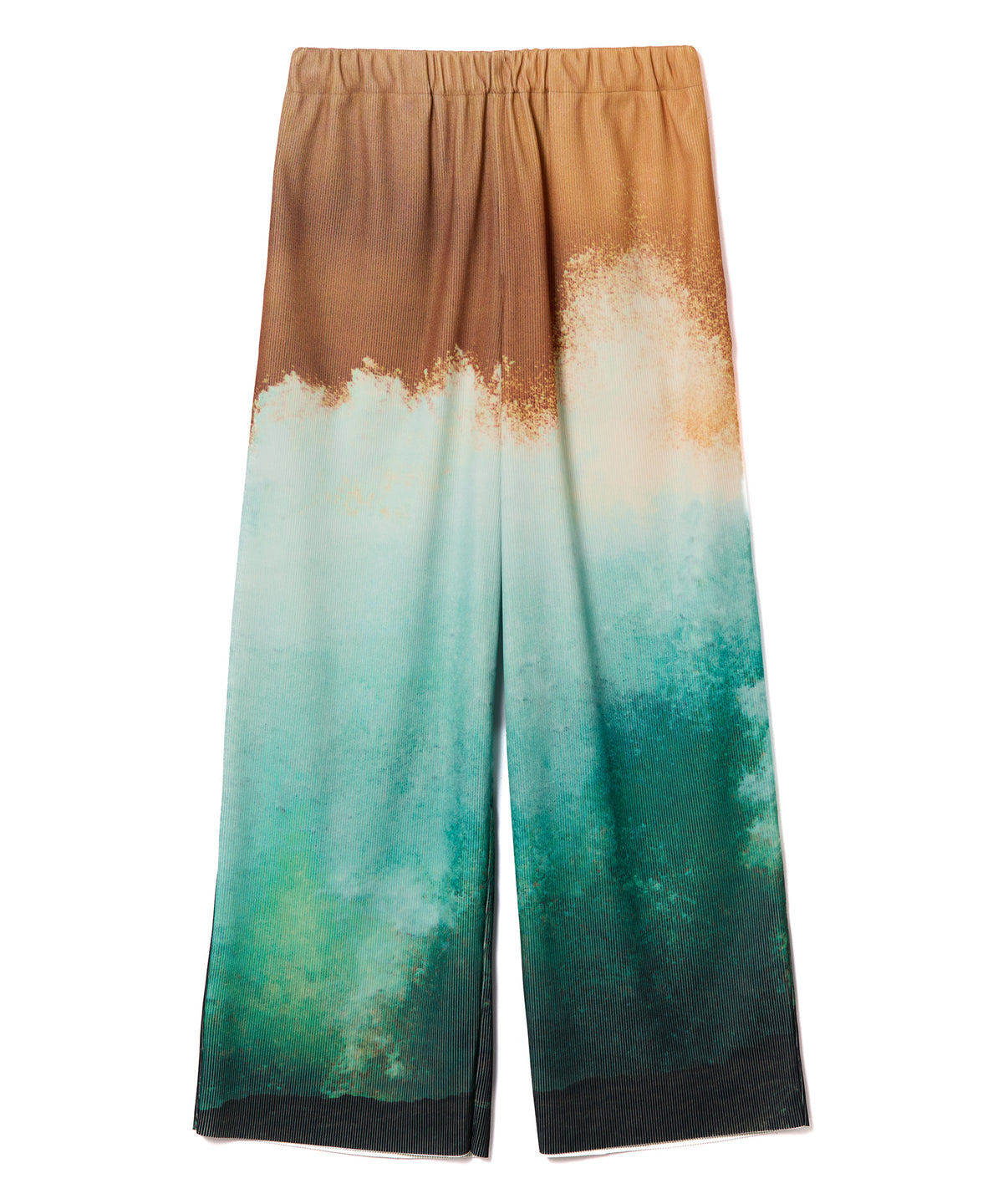 PRINT RIB WIDE PANTS