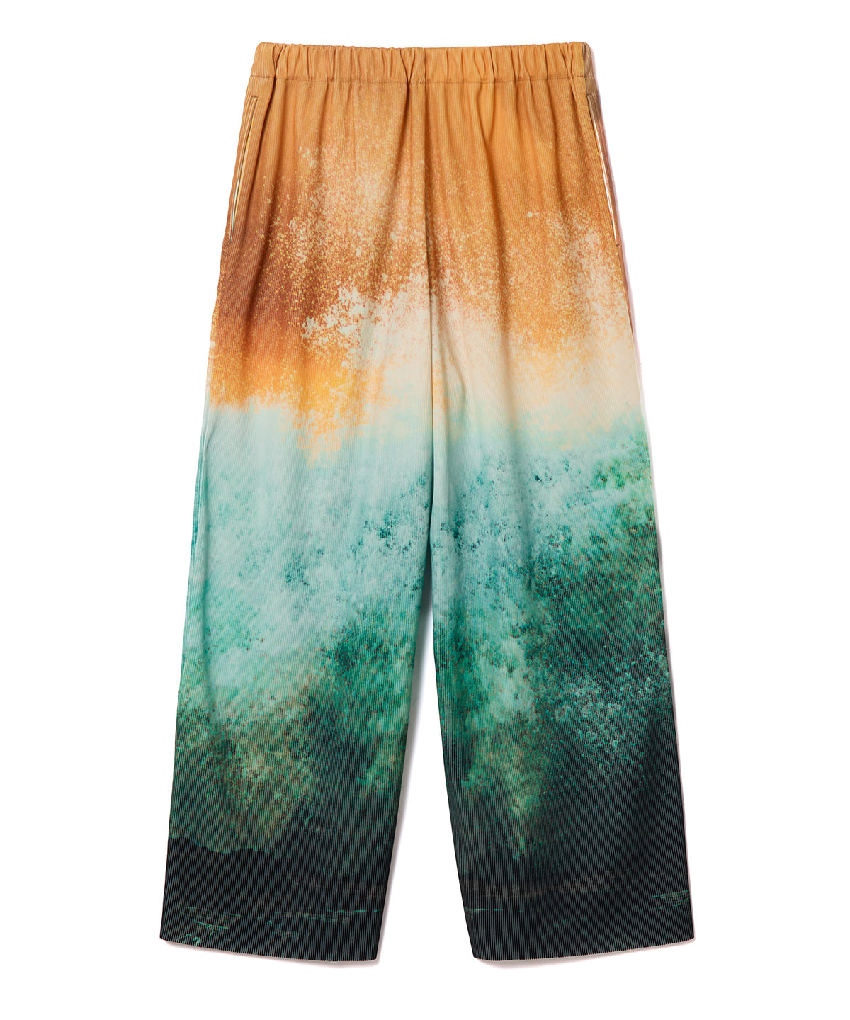 PRINT RIB WIDE PANTS