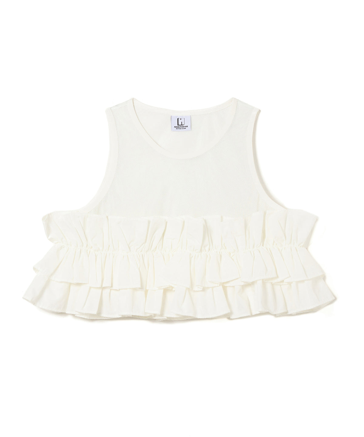 FRILL MESH SHORT TANK-TOP
