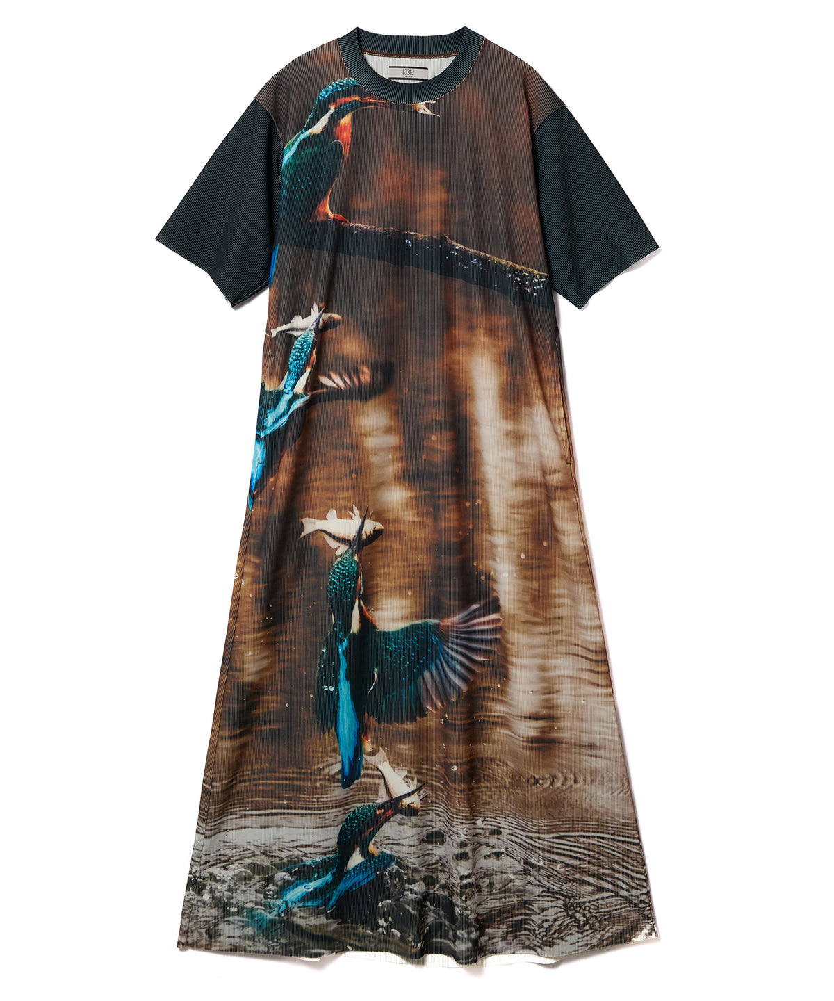 PRINT RIB HALF SLEEVE ONE-PIECE