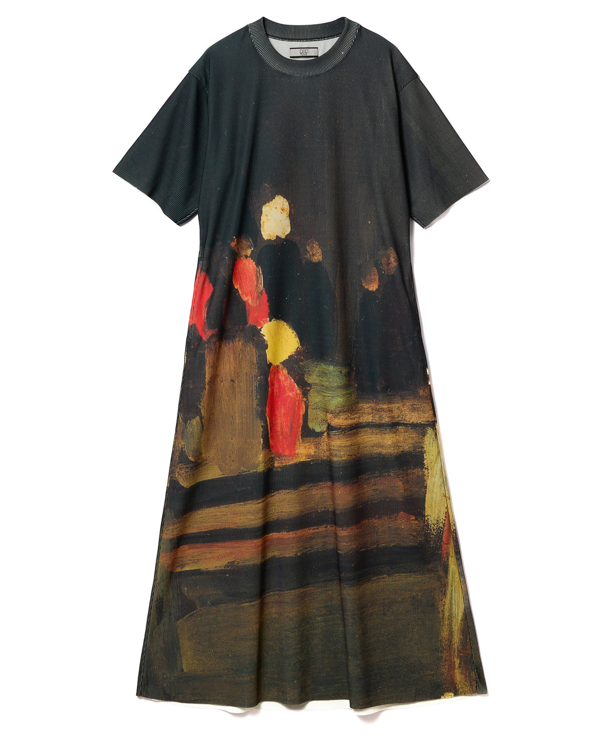 PRINT RIB HALF SLEEVE ONE-PIECE