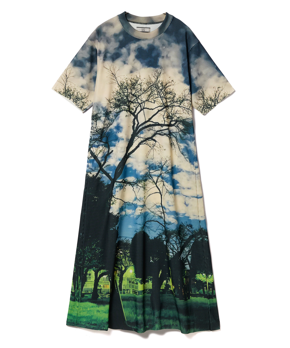 PRINT RIB HALF SLEEVE ONE-PIECE