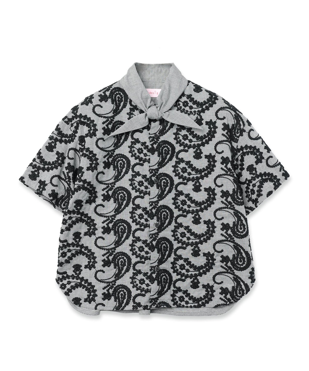 Layered Paisley Tie Collar Shirt