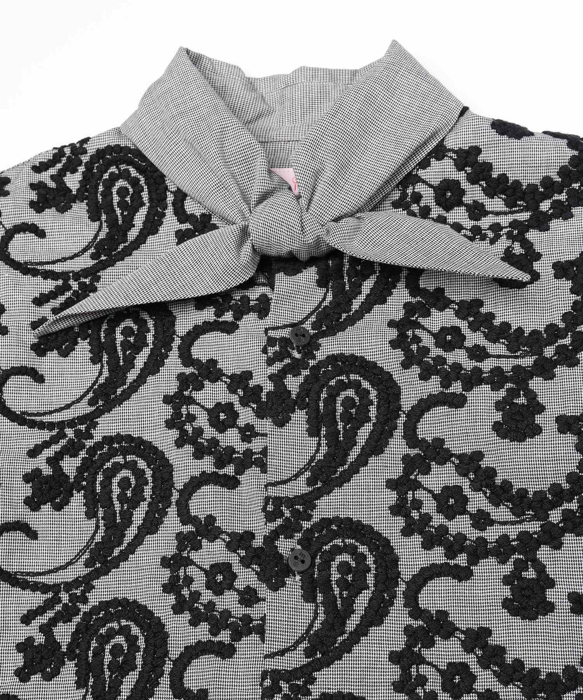 Layered Paisley Tie Collar Shirt