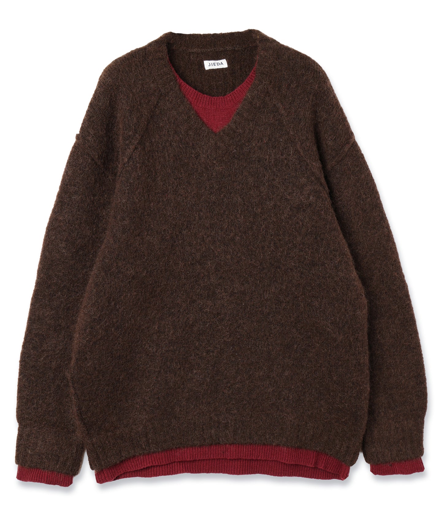 LAYERED MOHAIR V-NECK SWEATER