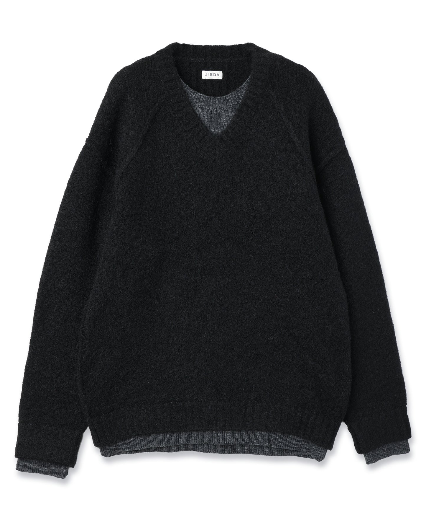 LAYERED MOHAIR V-NECK SWEATER