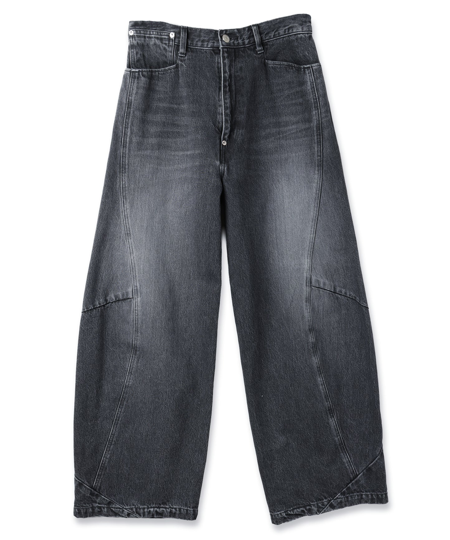 VINTAGE-FEEL DRAPED DENIM PANTS