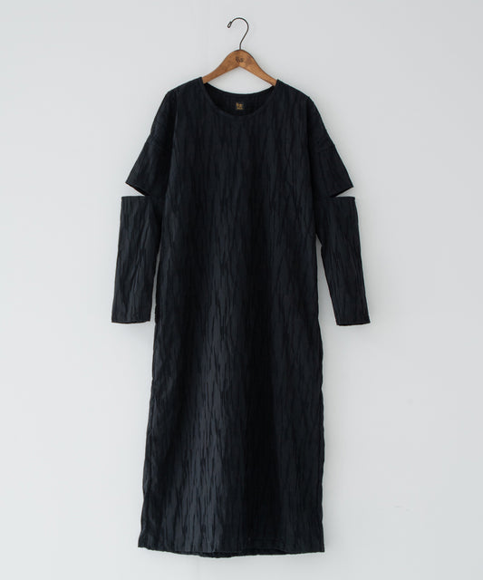 tucked dobby slit dress