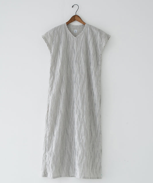 tucked dobby french-sleeve dress