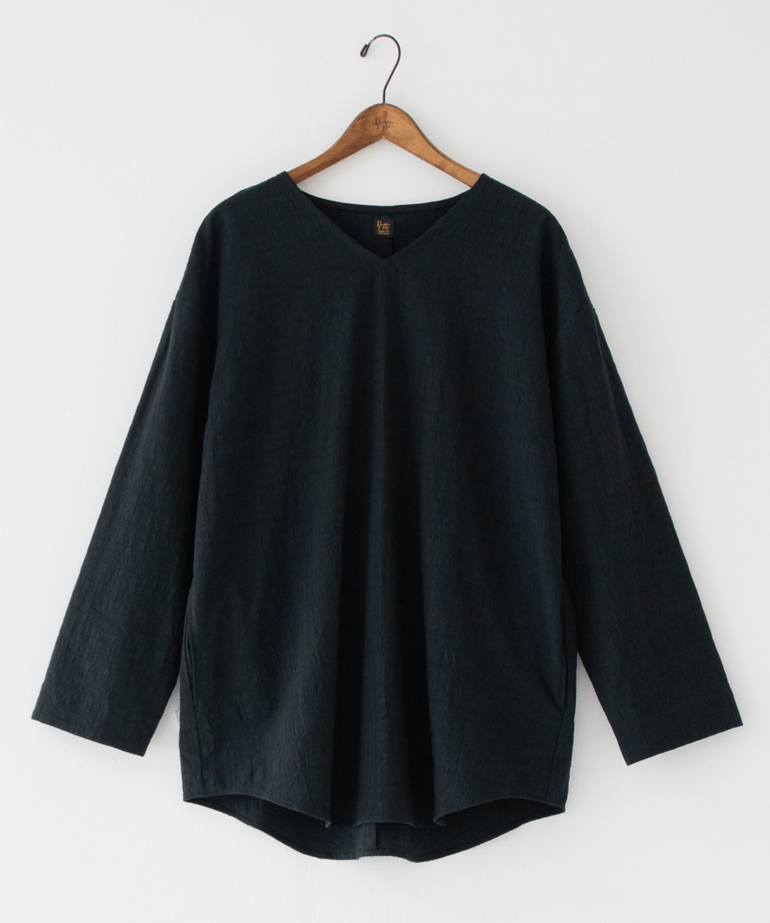 高橋ページ forksy.】オーバーサイズワッフルヘンリーネック配色ステッチTシャツ