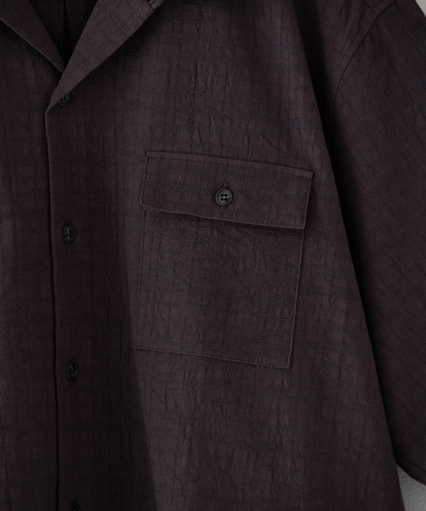 wrinkled effect open collar shirt