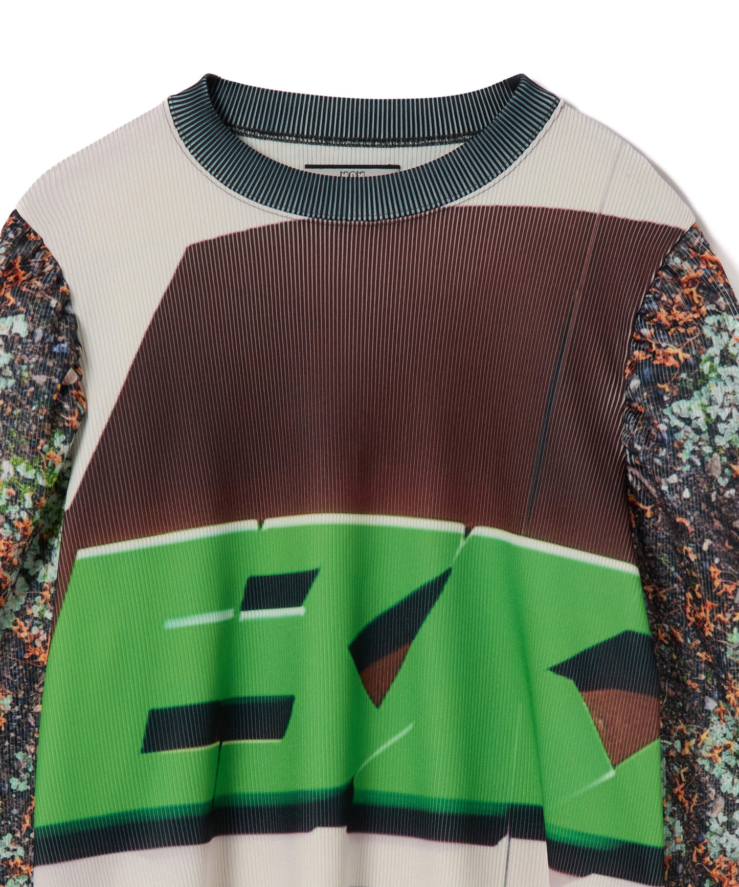 PRINT RIB PUFF SLEEVE C/S