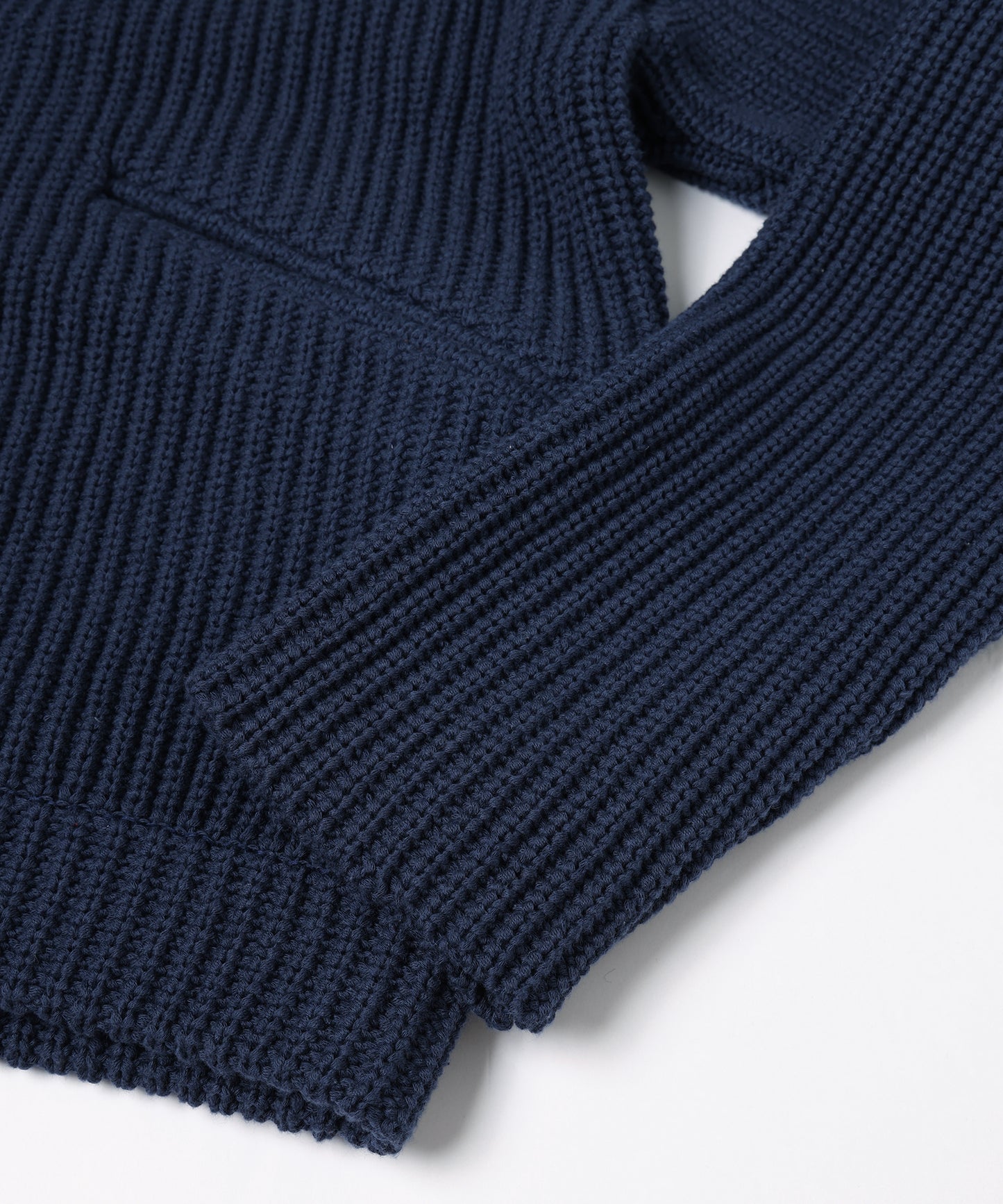 LEATHER-COLLAR KNIT WORK JACKET