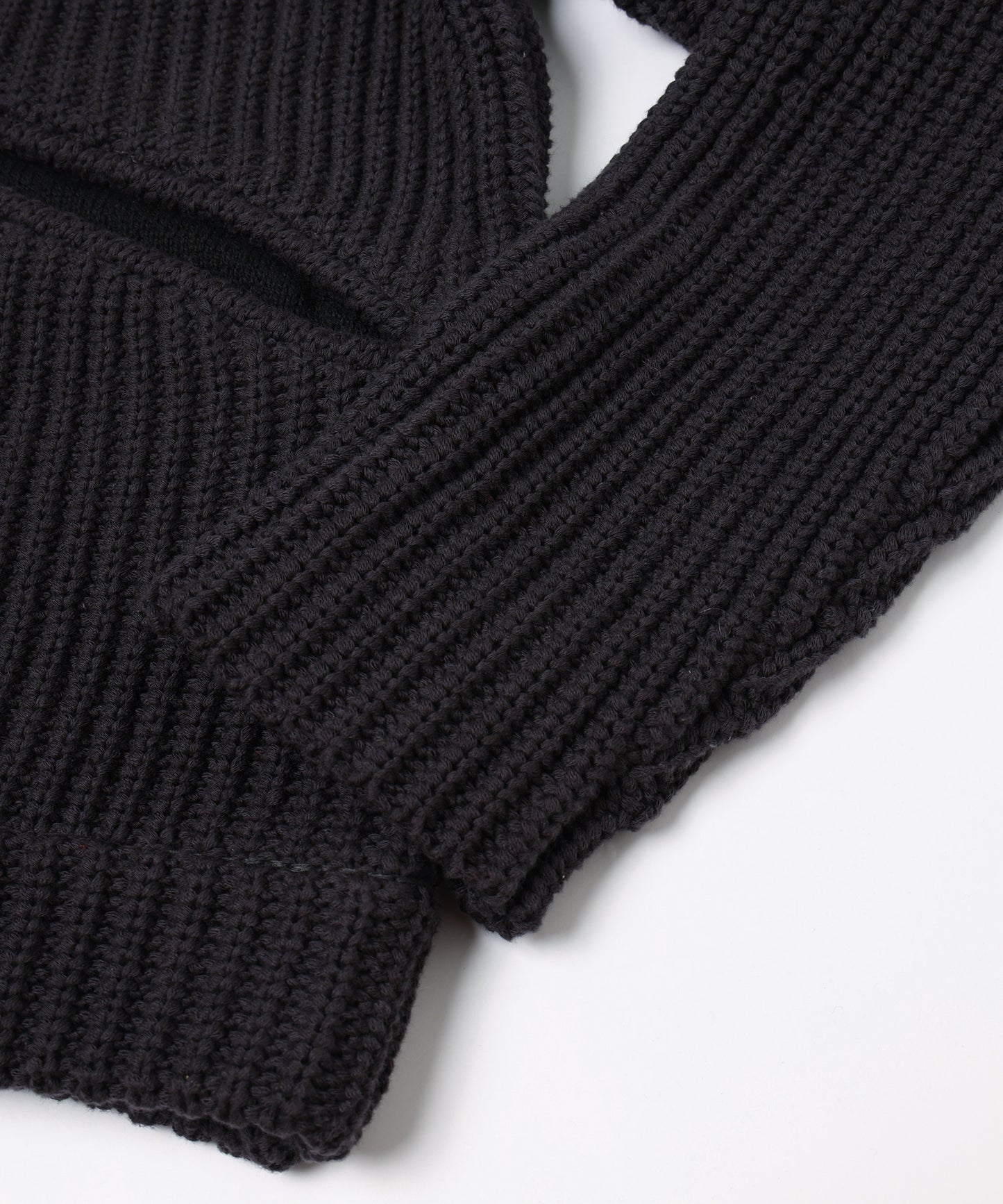 LEATHER-COLLAR KNIT WORK JACKET