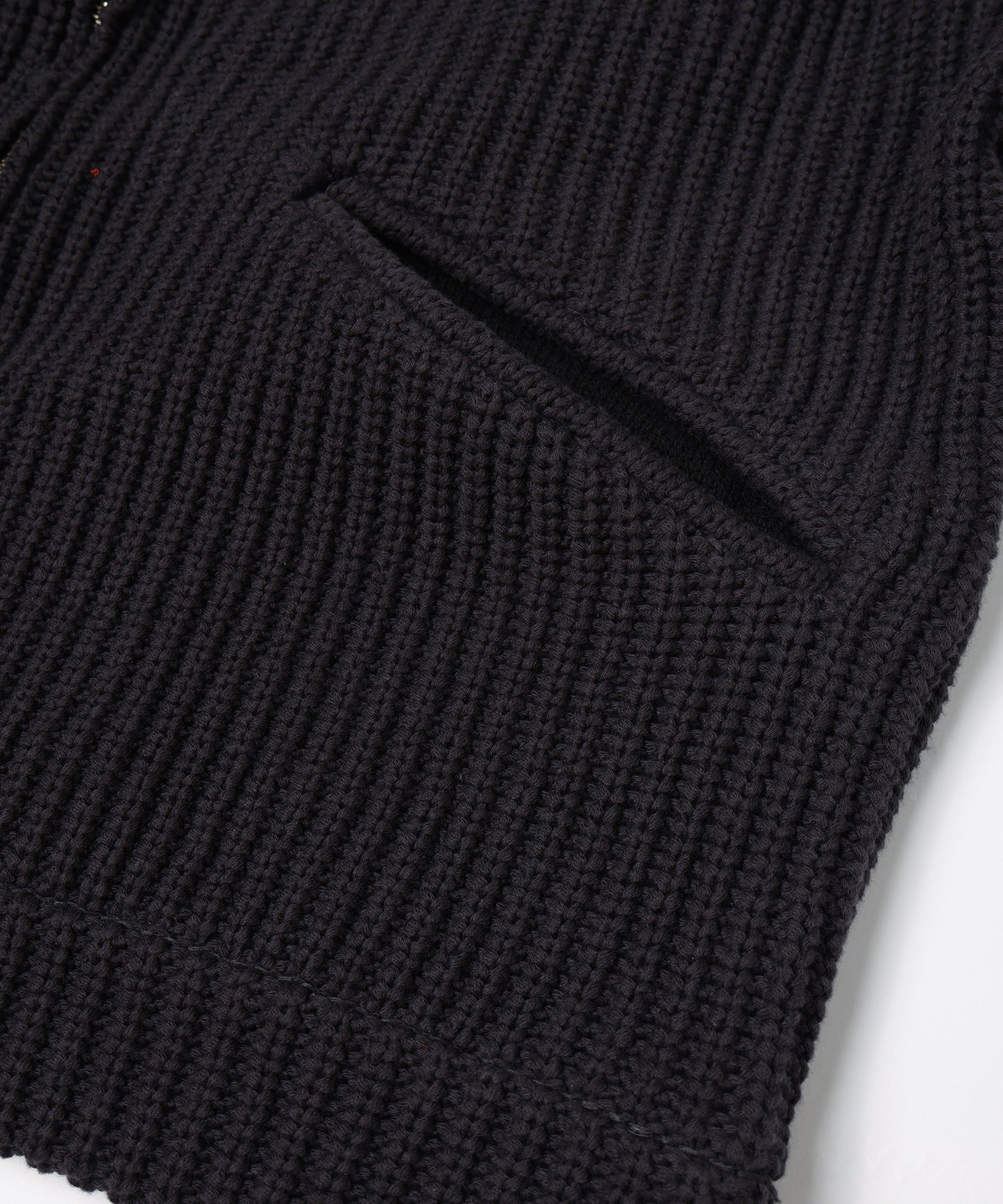 LEATHER-COLLAR KNIT WORK JACKET