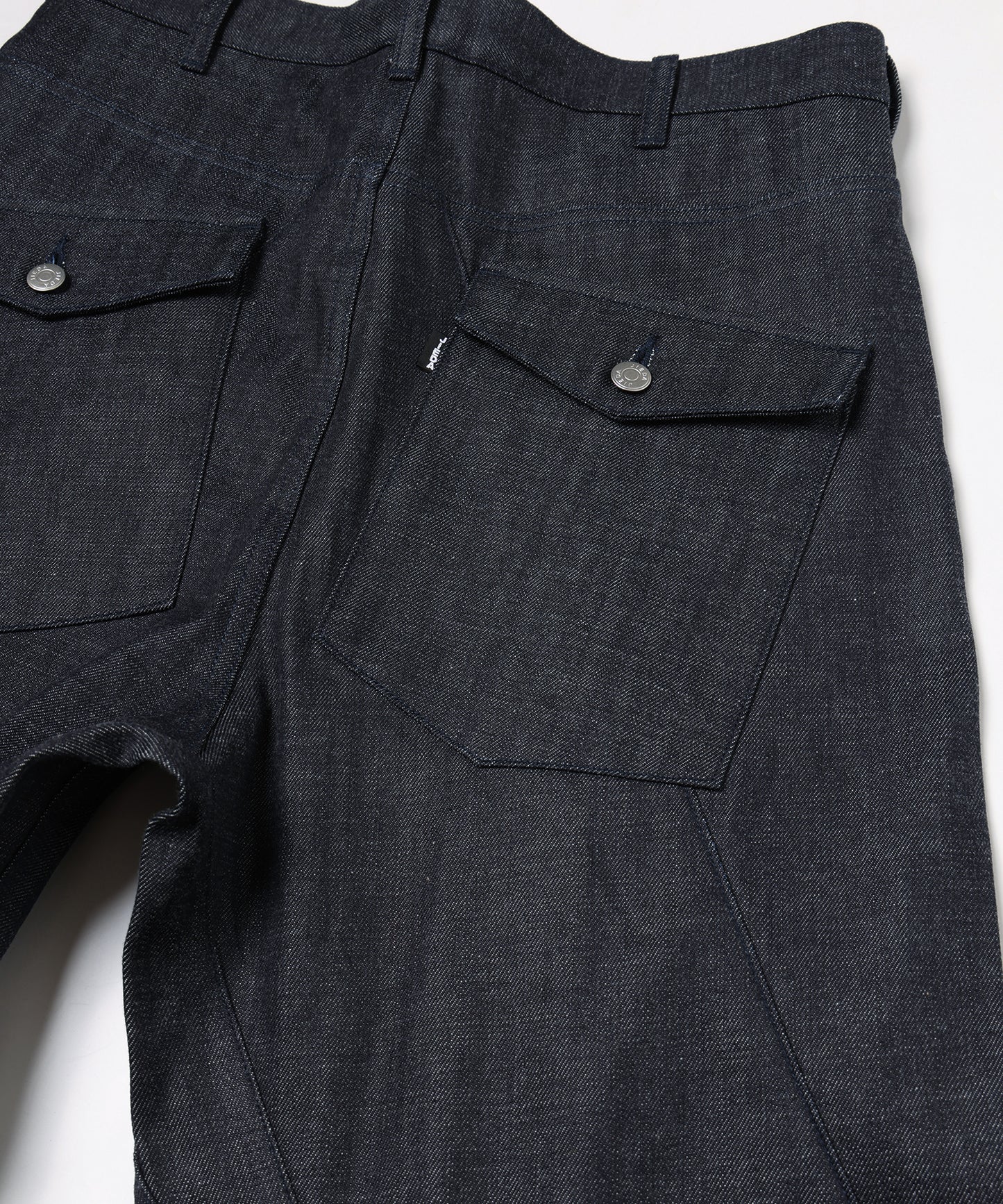 ENGINEERED DRAPING FLARE DENIM PANTS