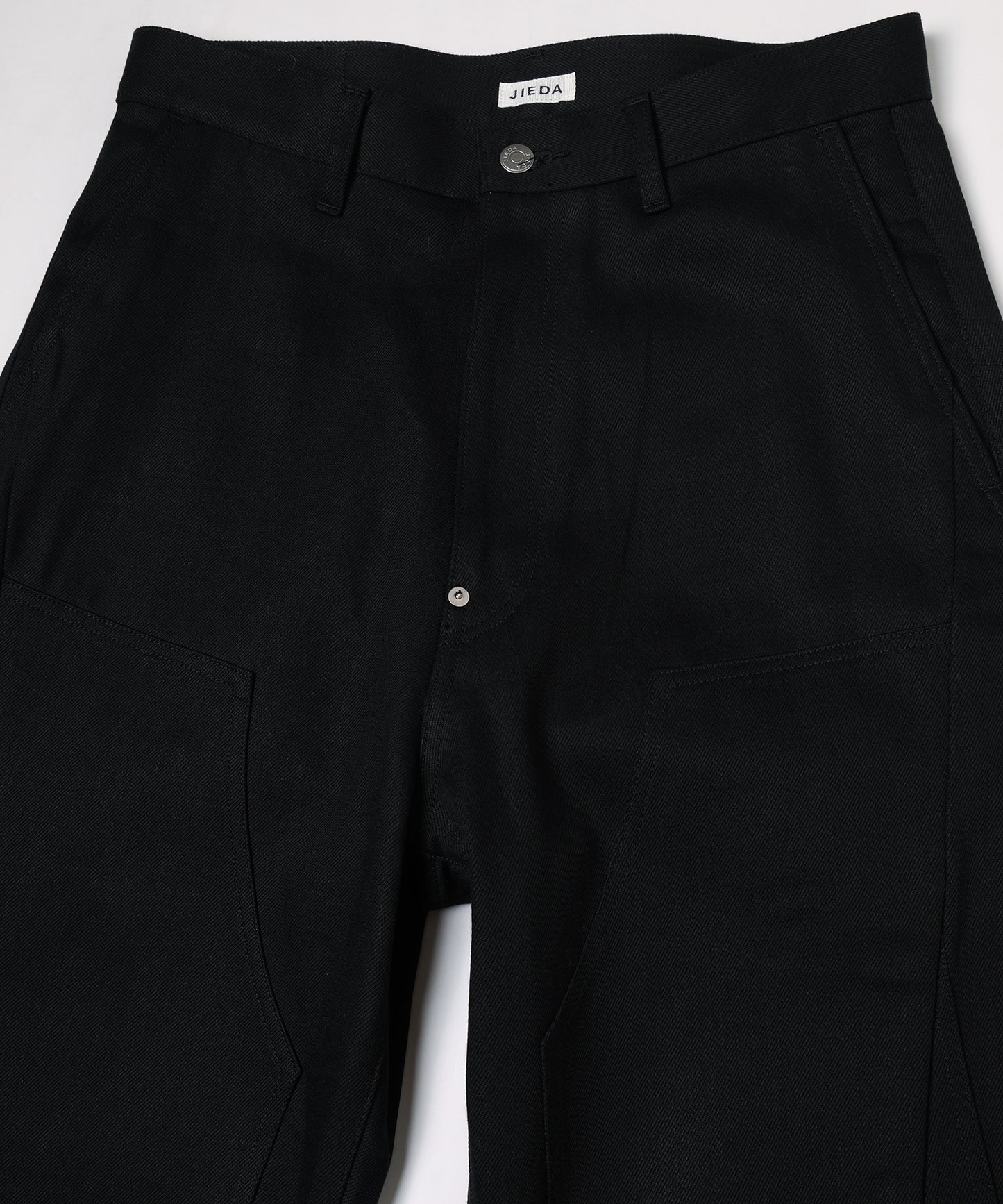 CUT OFF DOUBLE KNEE DENIM PANTS