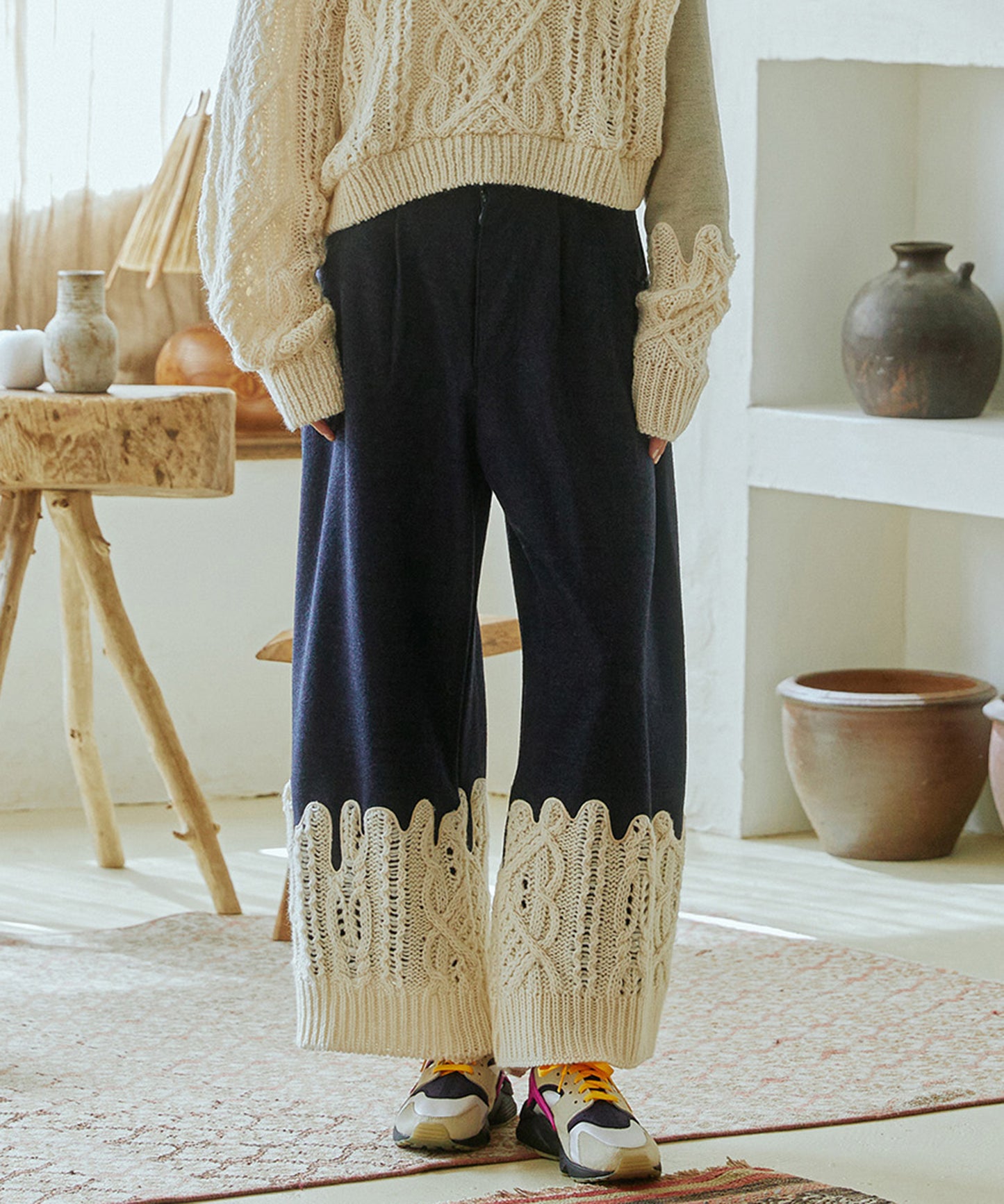 Erode Knit Wide Pants