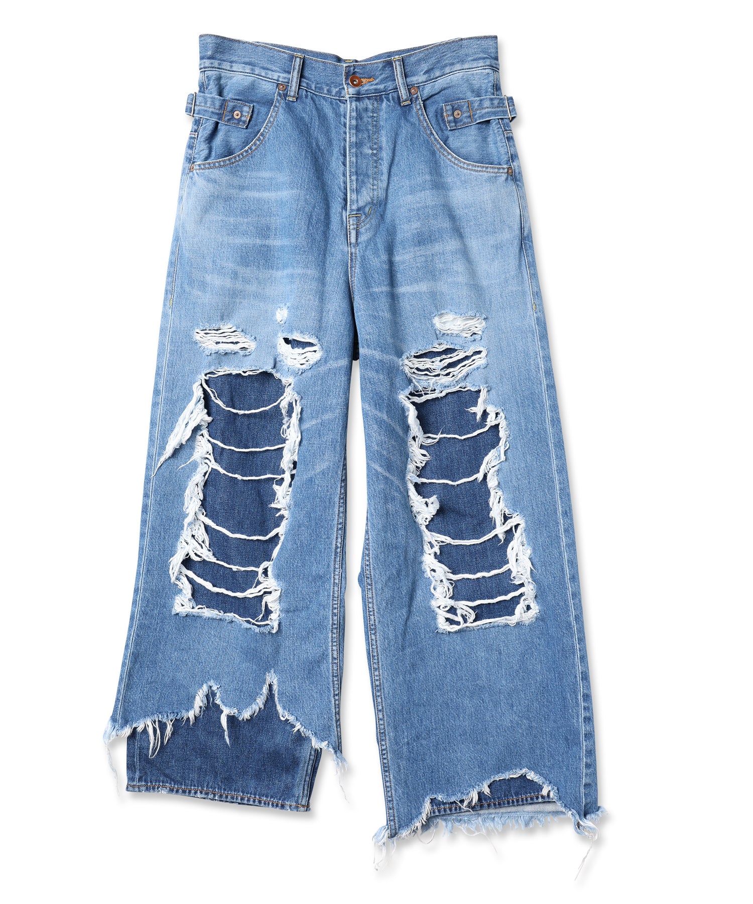 DAMAGE LAYERED DENIM PANTS