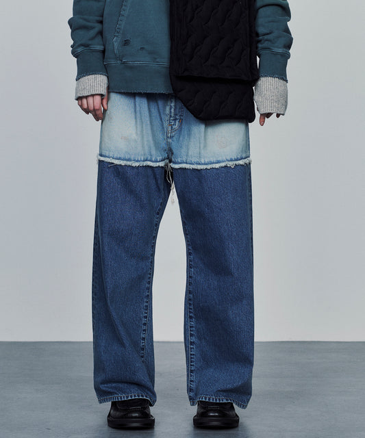 2TONE BAGGY DENIM PANTS