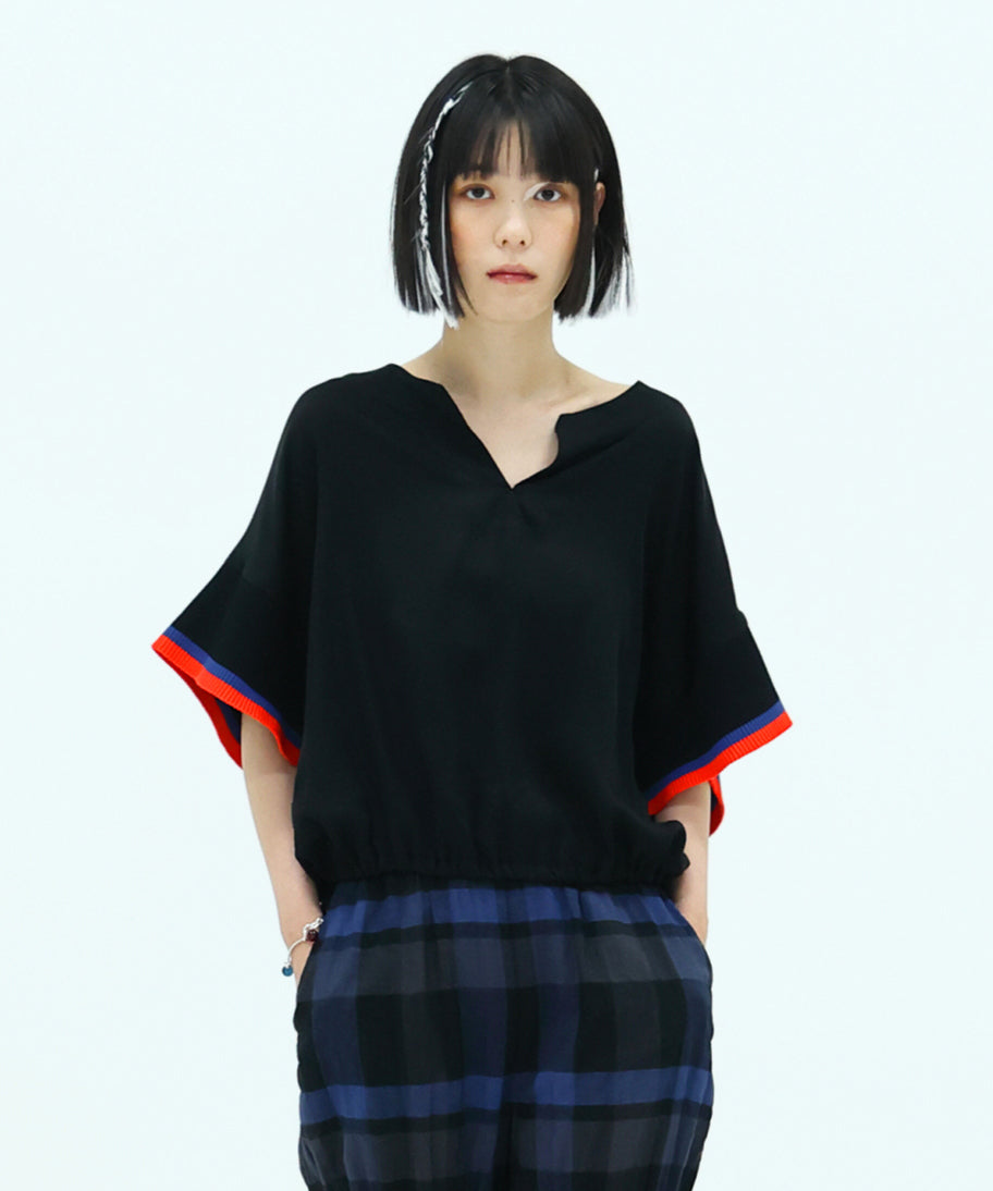 Rib sleeve short blouse – ANLIO（アンリオ）