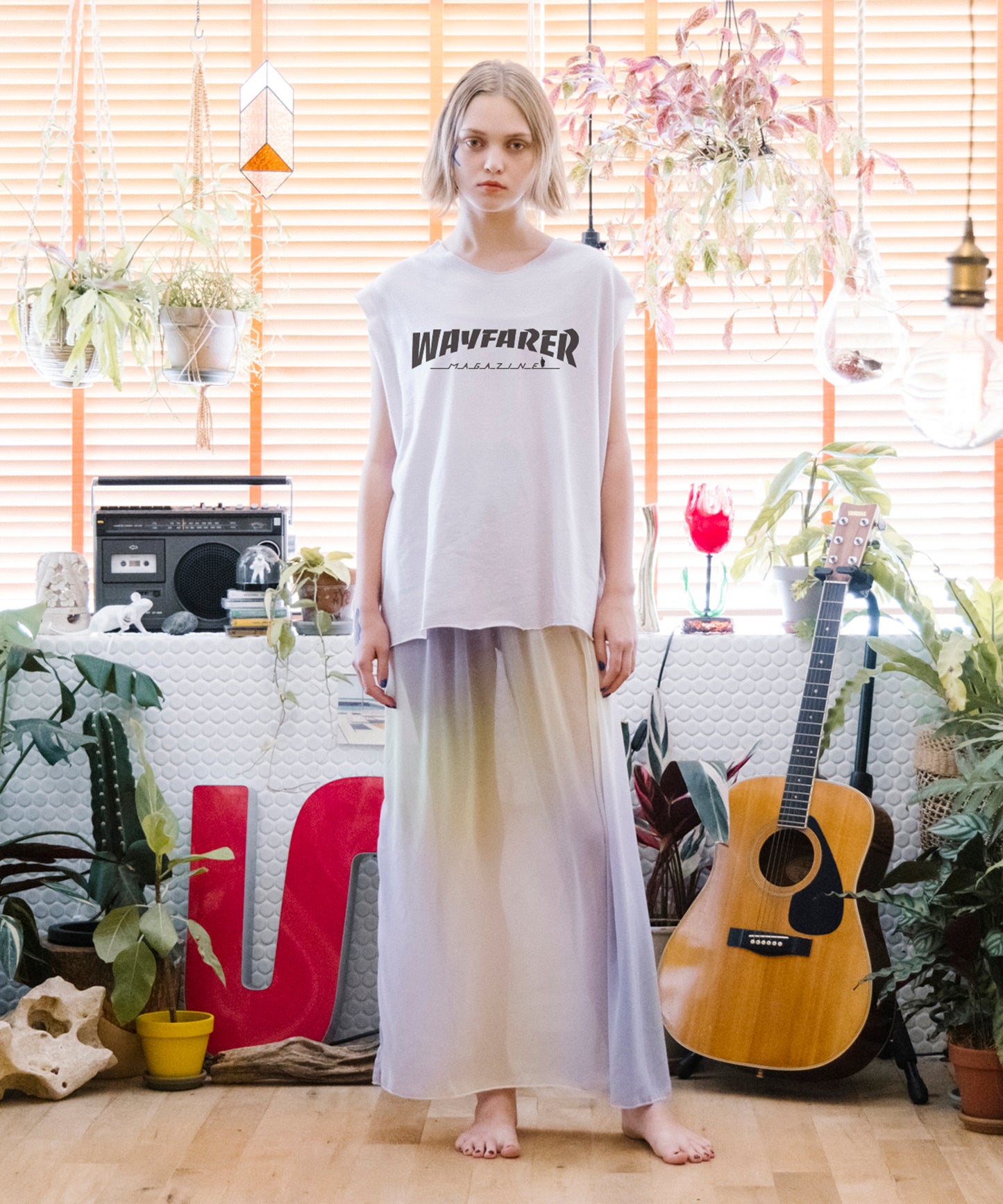 Fog dyed long skirt